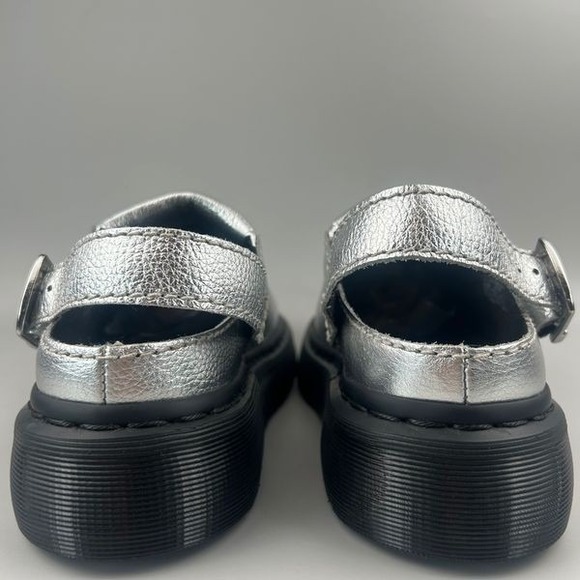 Dr Martens Laketen Women Size 6 Silver Metallic Leather Slingback Clog Mules NEW - Picture 4 of 6